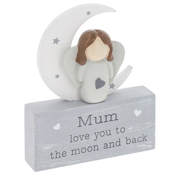Pebble Angel/Moon Plaque Mum