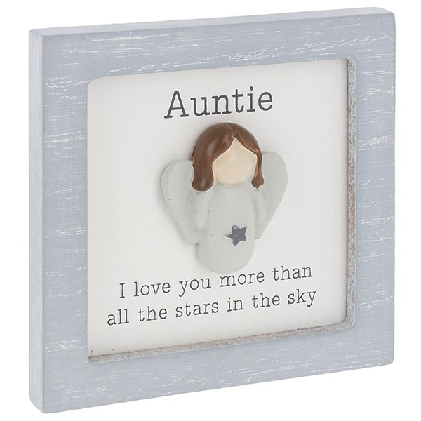 Pebble Angel Square Plaque Auntie