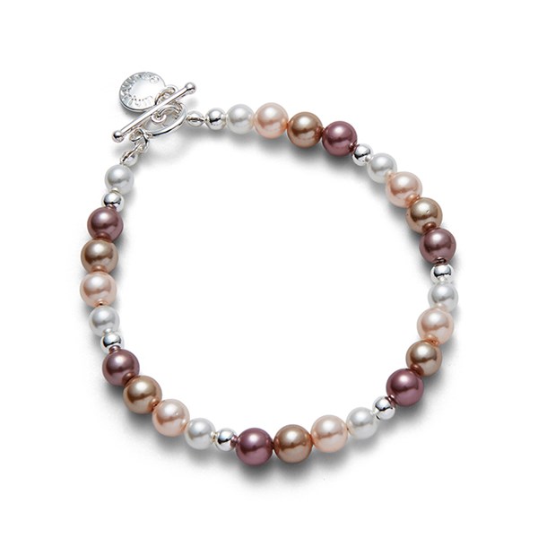 Shades of Mocha Silver Plated Pearl Bracelet