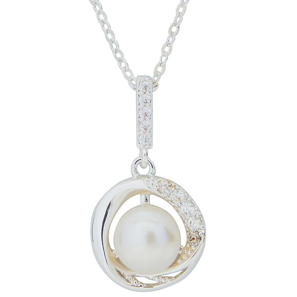 Framed Freshwater Pearl Silver Plated Sparkle Necklace