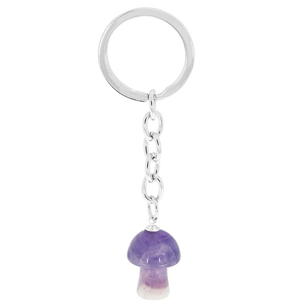 Gemstone Mushroom Keyring Amethyst