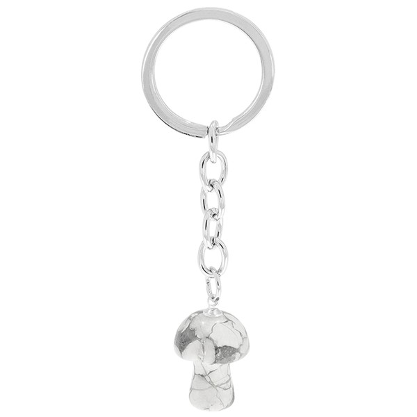 Gemstone Mushroom Keyring White Howlite