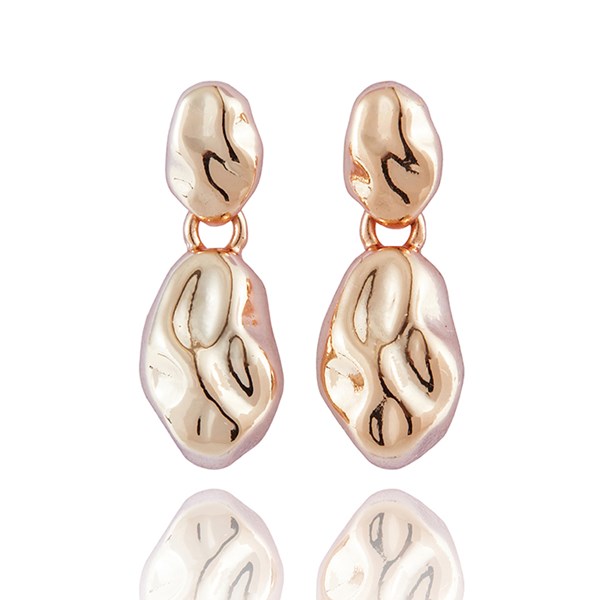 Molten Metal Pebbles Duo Gold Plated Earrings