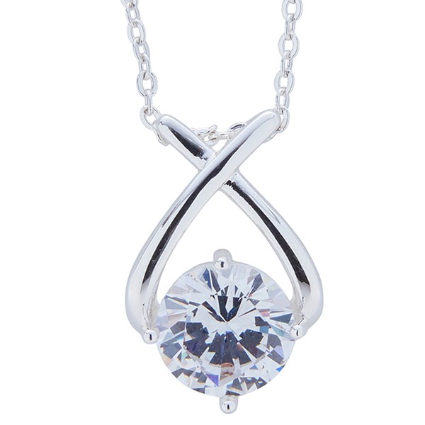 Kiss Silver Plated Suspended Sparkle Necklace