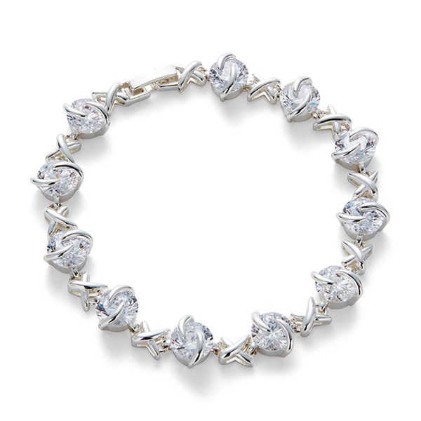 Kiss Silver Plated Sparkle Kisses Bracelet
