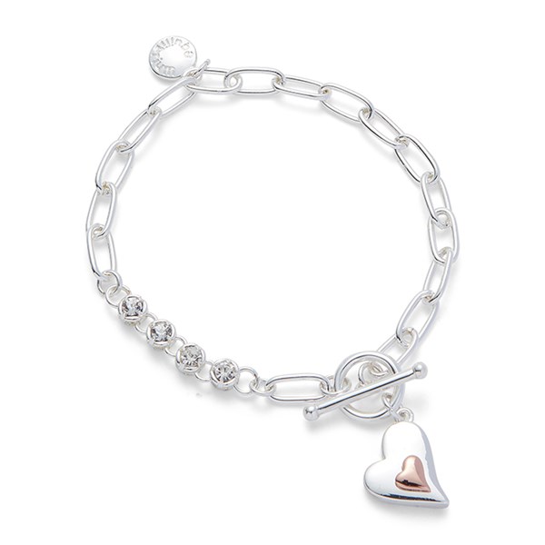 Polished Two Tone Modern Heart In Heart Bracelet