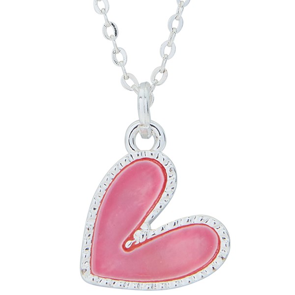 Te Amo Silver Plated Pink Mother of Pearl Necklace