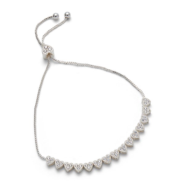 Sparkle Hearts Silver Plated Friendship Bracelet