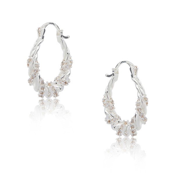 Twisted Effect Silver Plated Hoop Earrings