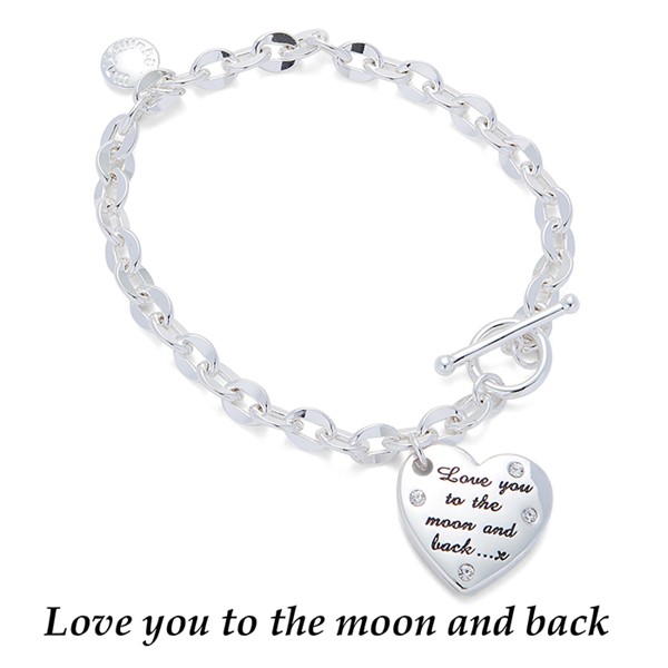 Duo Style Silver Plated Bracelet Love Moon