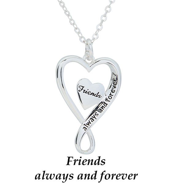 Double Heart Looped Silver Plated Necklace Friends
