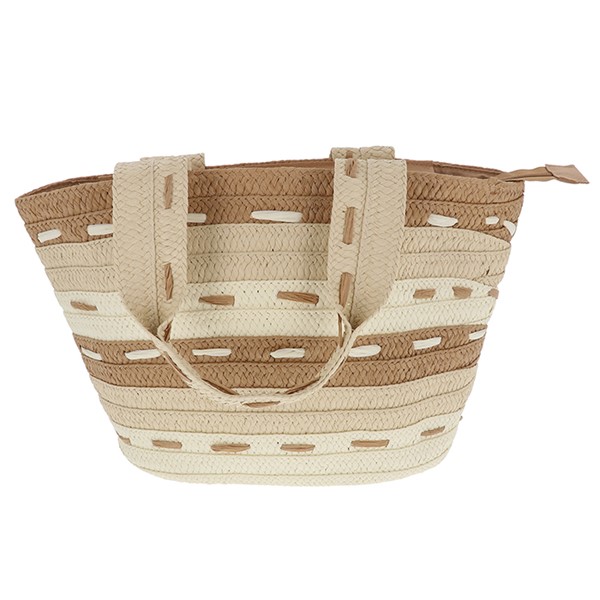 Woven Stripes Tote White Natural