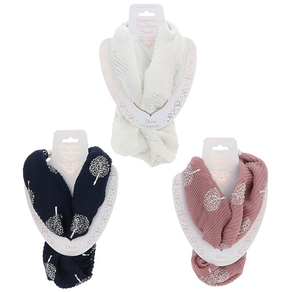 Scarf Necklace Silver Foil Tree of Life