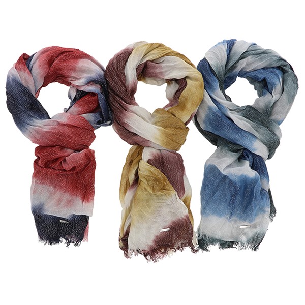 Two Tone Stripes Pleated Scarf