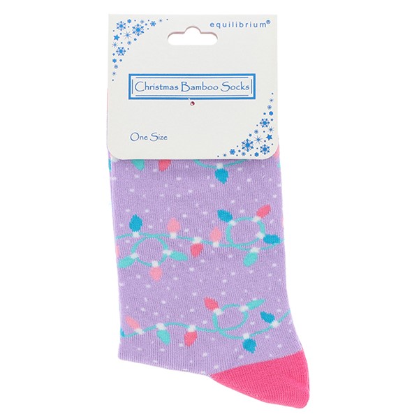 Ladies Xmas Bamboo Socks Tree Light