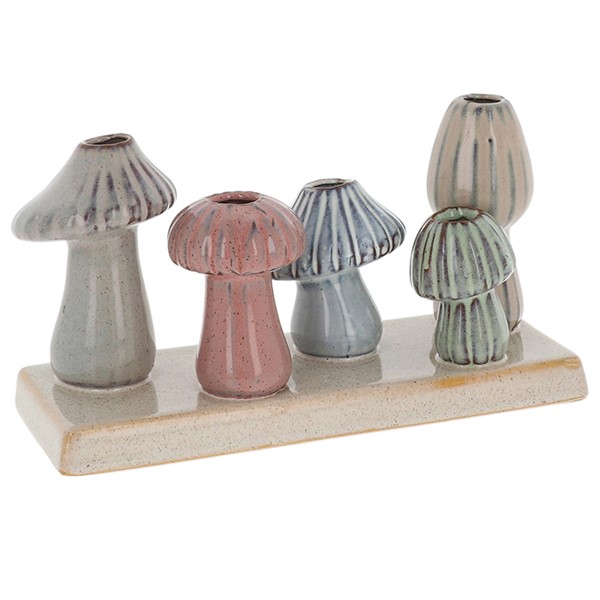 Petite Pottery Mushroom 5 Stem Vase