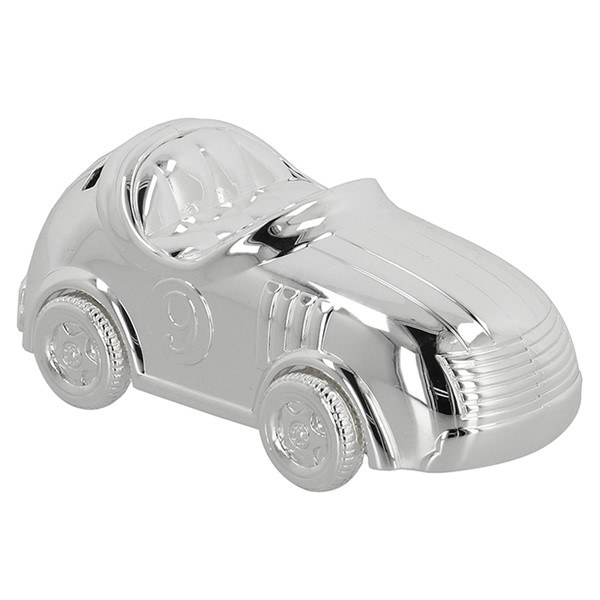 Racing Car New Silver Plated Money Box