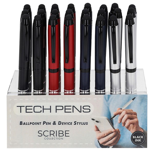 Scribe Gents Tech Stylus Pen CDU 4 Assorted