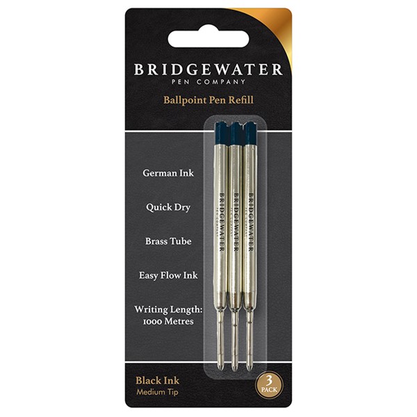 Bridgewater Black Ball Pen Refill 3 Pack