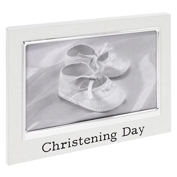 White Message Frame Christening 6x4