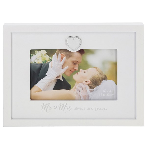 Silver Heart Frame Mr & Mrs 6x4