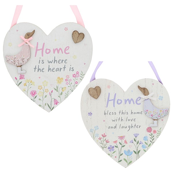 Ditsy Ducks Hanging Heart Plaque Home