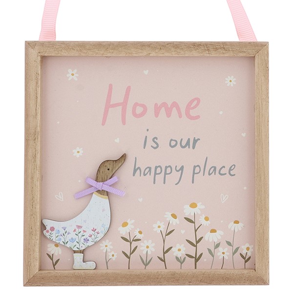 Ditsy Ducks Hanging Square Plaque Home