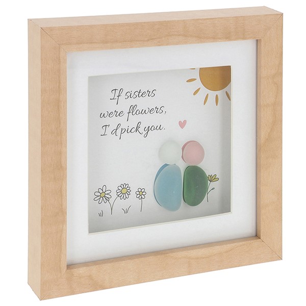 Pebble Glass Square Plaque Sisters