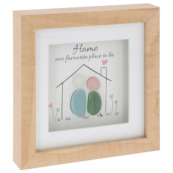 Pebble Glass Square Plaque Home