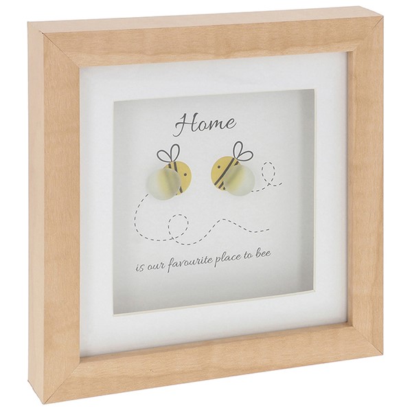 Pebble Glass Square Plaque Bee