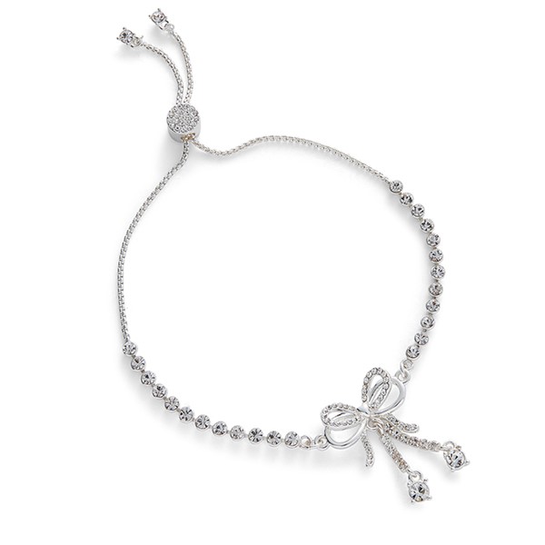Eternal Bow Double Sparkle Bow Silver Plated Bracelet