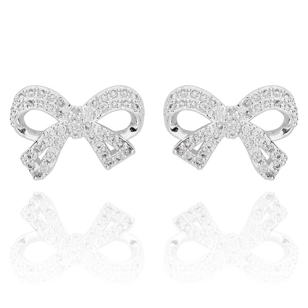 Eternal Bow Sparkle Bow Silver Plated Stud Earrings