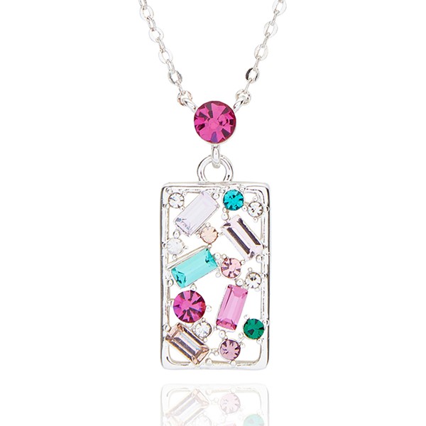 Glam Rox Stylish Rectangle Silver Plated Necklace