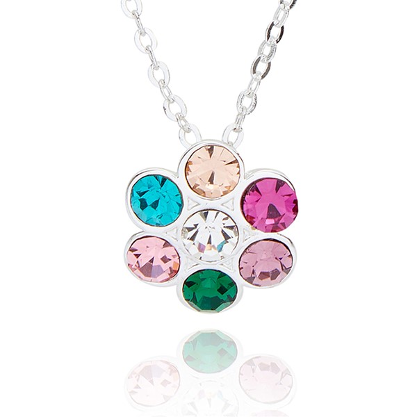 Glam Rox Elegant Flower Silver Plated Necklace