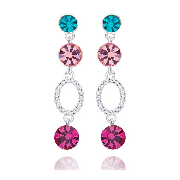 Glam Rox Sparkle Rings Silver Plated Earrings