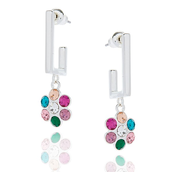 Glam Rox Elegant Flower Silver Plated Earrings