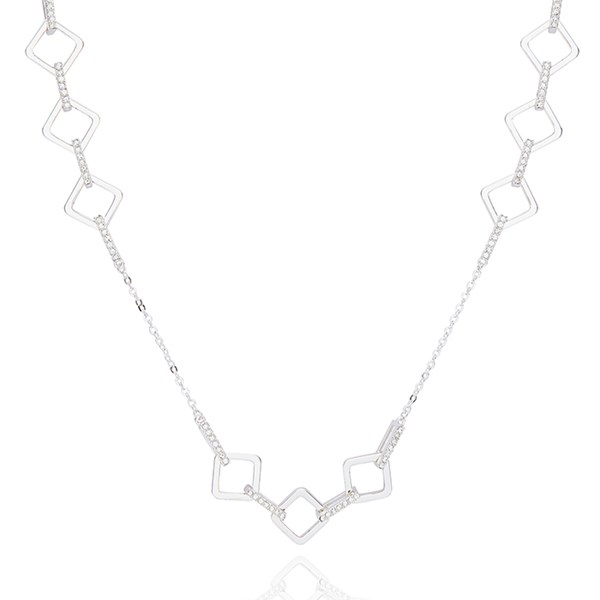Geometric Modern Squares Silver Plated Necklace