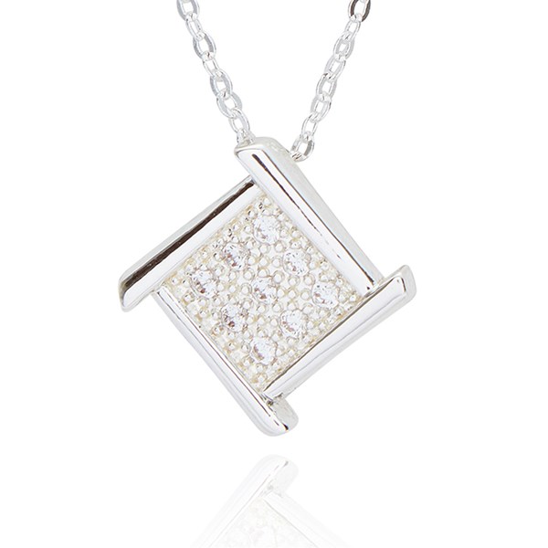 Geometric Stylish Square Silver Plated Necklace