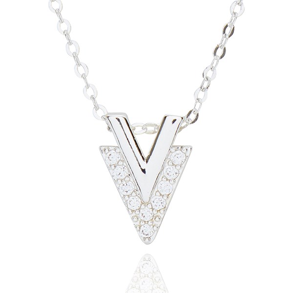 Geometric V Silver Plated Necklace