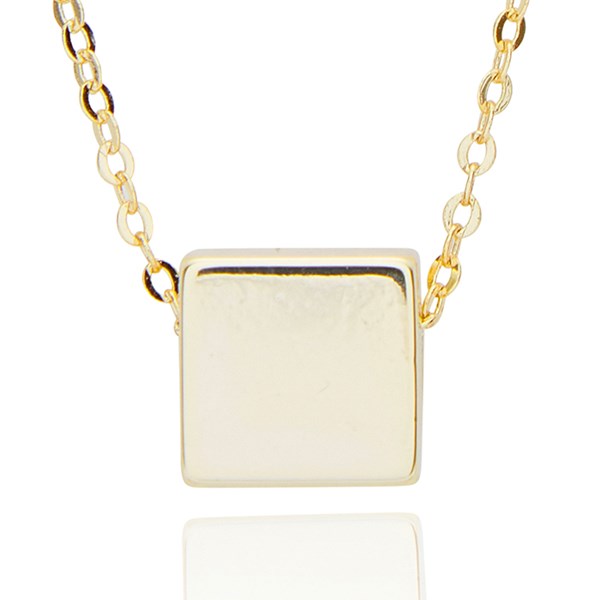 Geometric Cube Gold Plated Necklace