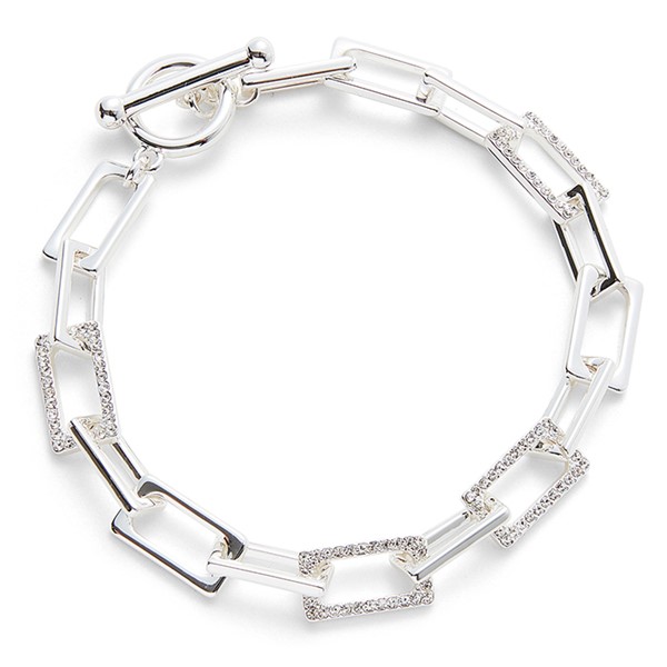 Geometric Rectangles Silver Plated Bracelet