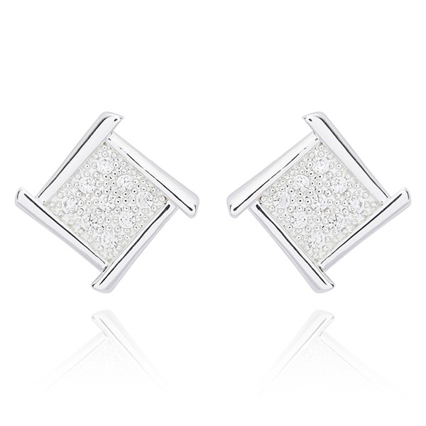 Geometric Stylish Square Silver Plated Earrings