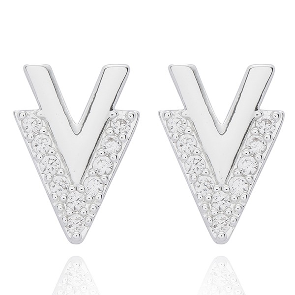 Geometric V Silver Plated Stud Earrings