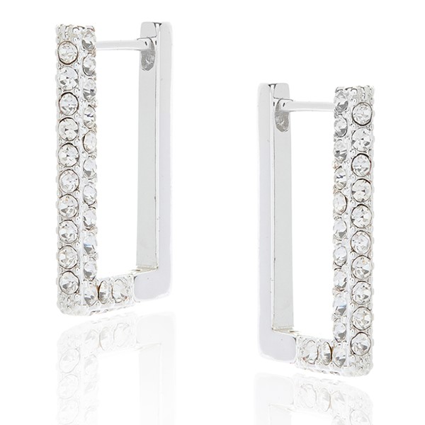 Geometric Huggie Style Silver Plated Earrings