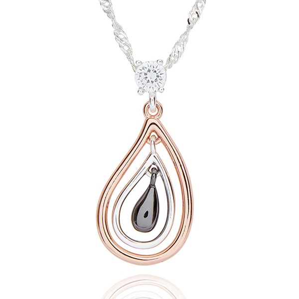 Mixed Metal Modern Teardrop Necklace
