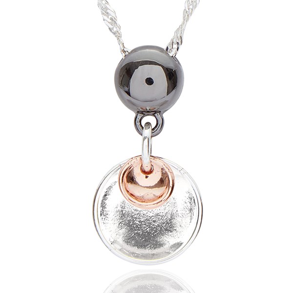 Mixed Metal Two Circles Necklace