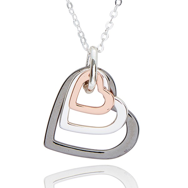 Mixed Metal Triple Heart Necklace