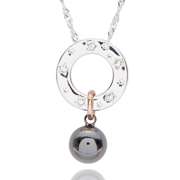 Mixed Metal Circle Hanging Ball Necklace