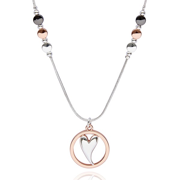 Mixed Metal Modern Heart Necklace