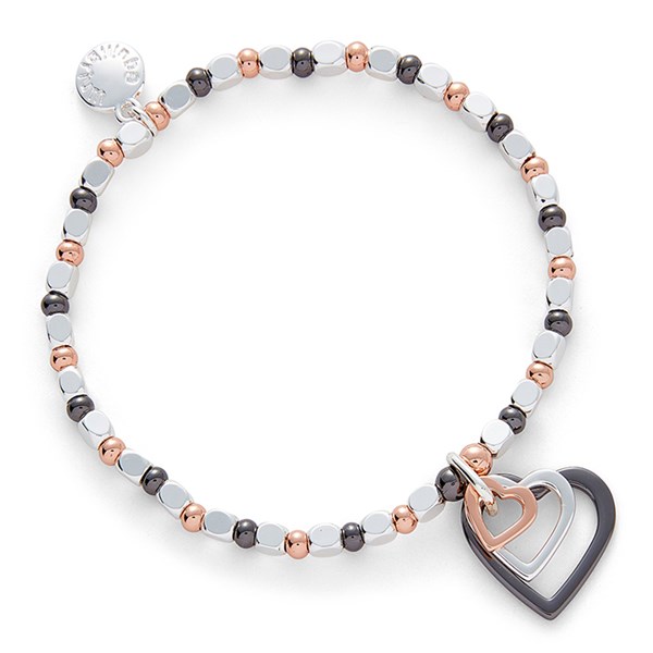 Mixed Metal Triple Heart Bracelet